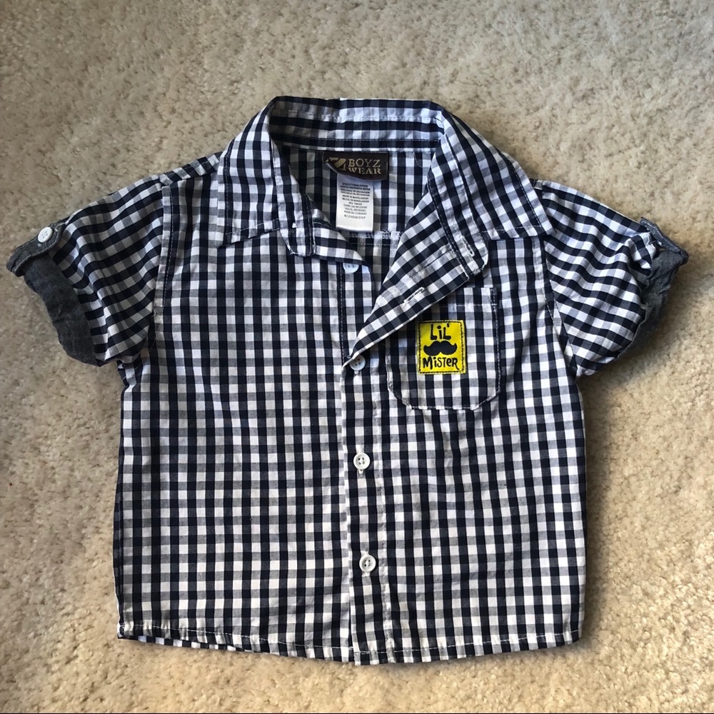 Boys Button Up Short Sleeve Shirt Sz 18 months